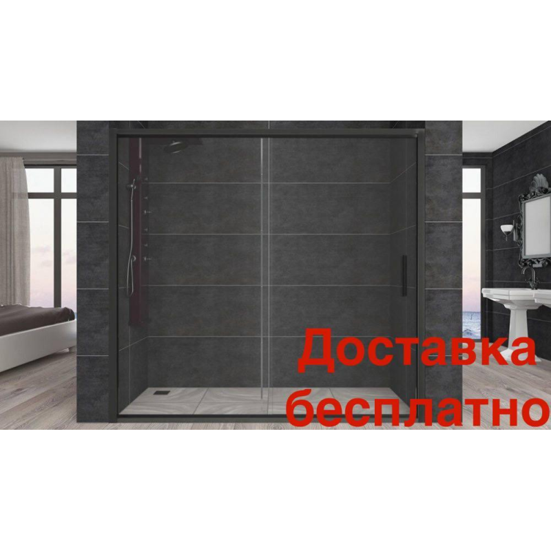 Душові двері Aquanil CARMEN 110х190 см чорний профіль прозоре скло Душові двері Aquanil CARMEN 110х190 см чорний профіль прозоре скло