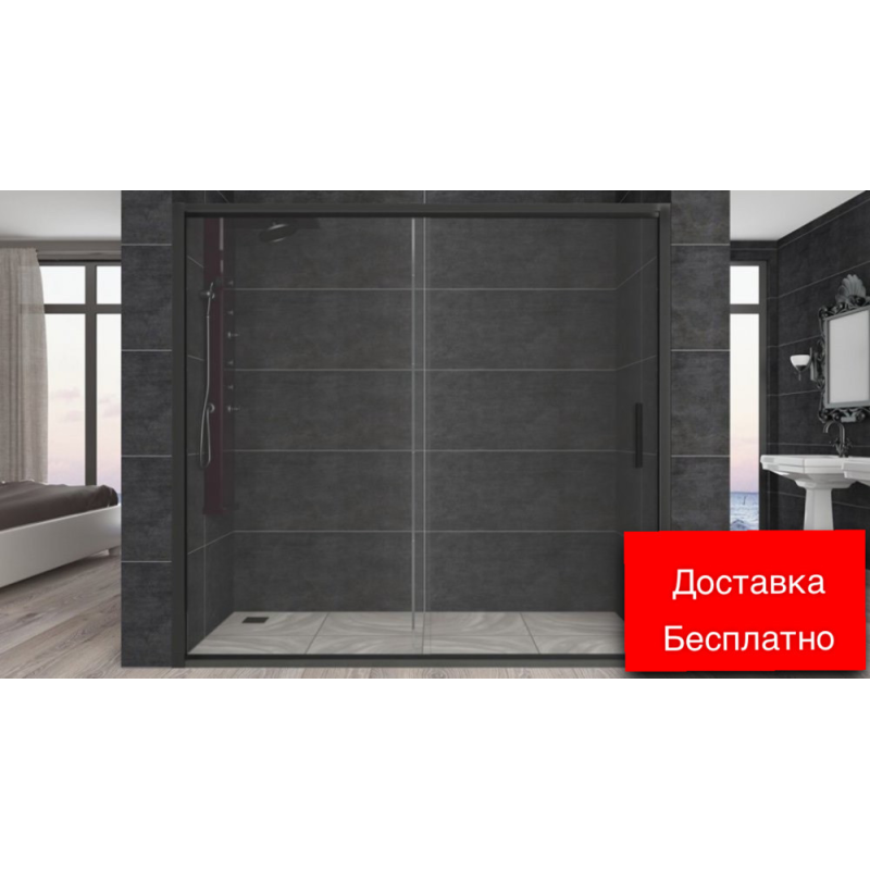 Душові двері Aquanil CARMEN 150х190 см Чорний/Прозорий Душові двері Aquanil CARMEN 150х190 см Чорний/Прозорий