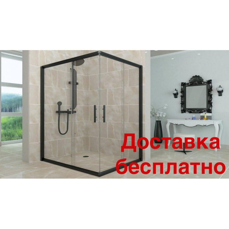 Душова кабіна Aquanil UNIMAR 100х80х190 см чорний профіль Душова кабіна Aquanil UNIMAR 100х80х190 см чорний профіль