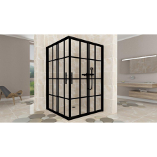 Душова кабіна Aquanil INDIANA 90х90х190 см Black Line з чорним профілем