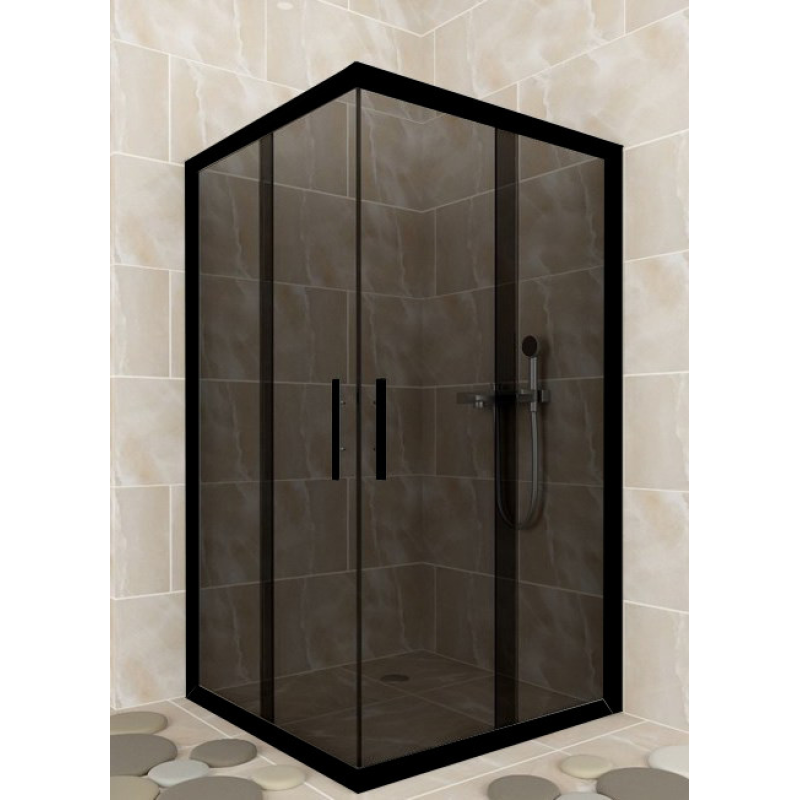 Душова кабіна Aquanil INDIANA 100х100х190 см тоноване скло з чорним профілем Душова кабіна Aquanil INDIANA 100х100х190 см тоноване скло з чорним профілем