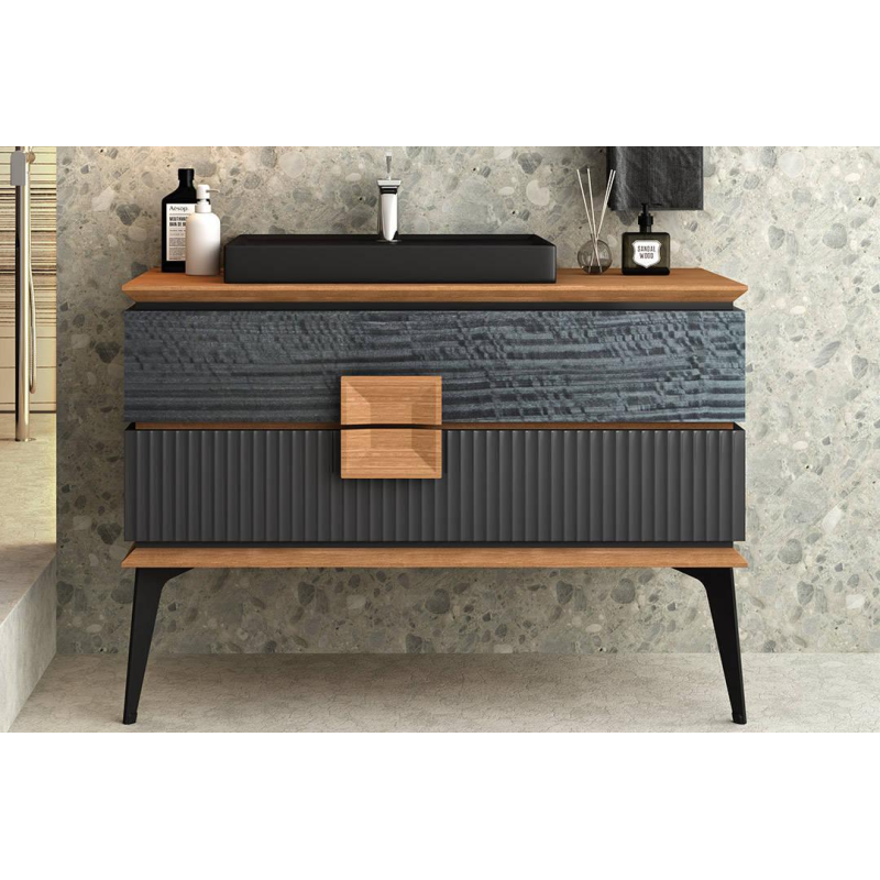 Тумба підвісна з умивальником GOLD Ban-Yom CAVALLI 90 см Antrasit