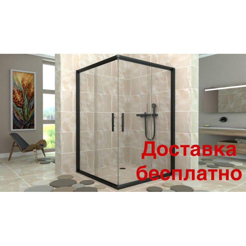 Душова кабіна Aquanil INDIANA 85х85х190 см прозоре стелко чорний профіль