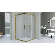 Душова кабіна Aquanil INDIANA 100х100х190, розсувні двері, профіль золото, прозоре скло