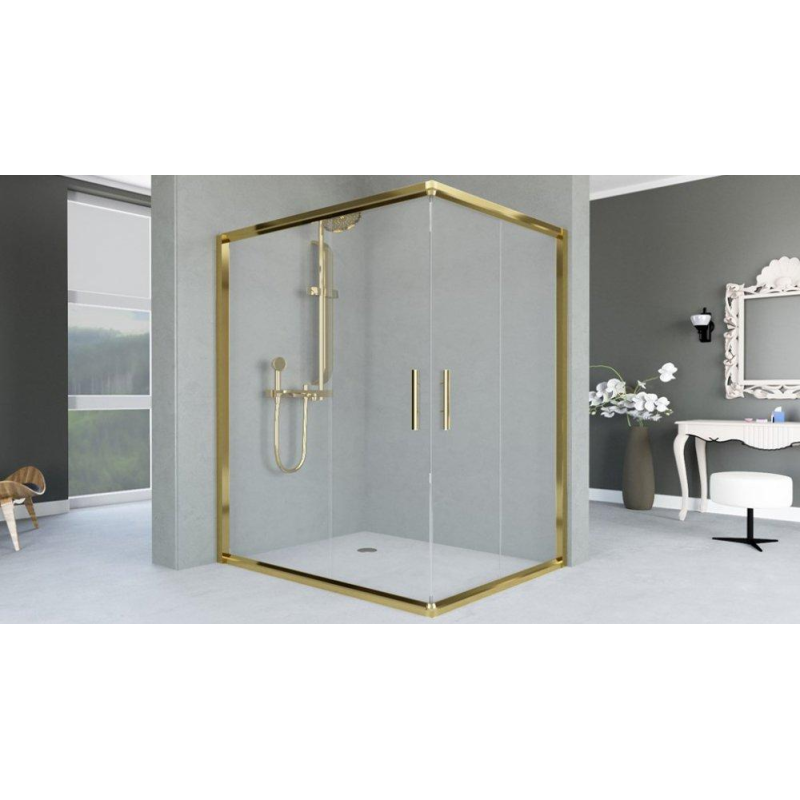 Душова кабіна Aquanil UNIMAR, 100х80х190, двері розсувні, скло прозоре профіль золото Душова кабіна Aquanil UNIMAR, 100х80х190, двері розсувні, скло прозоре профіль золото