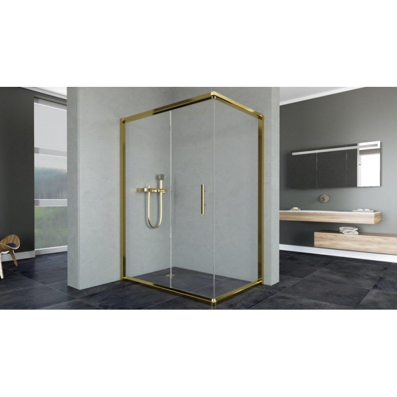 Душова кабіна Aquanil MINNESOTA, 120х80х190, розсувні двері, скло прозоре профіль золото