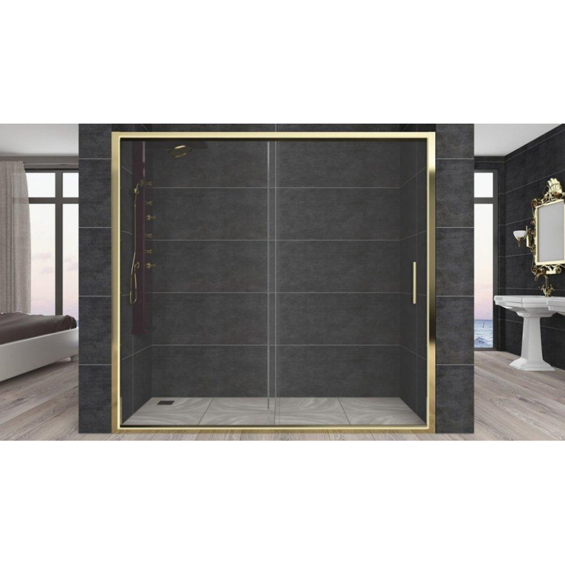 Душові двері Aquanil CARMEN 140х190 см прозоре скло профіль золото Душові двері Aquanil CARMEN 140х190 см прозоре скло профіль золото
