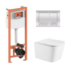 Комплект: Qtap Crow Ultra Quiet унітаз підвісний QT05335171W + Nest комплект інсталяції 4в1 (квадратна клавіша