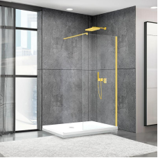 Душова перегородка Aquanil FIT 80x195 6мм прозоре скло, профіль золото