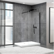 Душова перегородка Aquanil FIT 100x195 6мм скло прозоре, чорний профіль