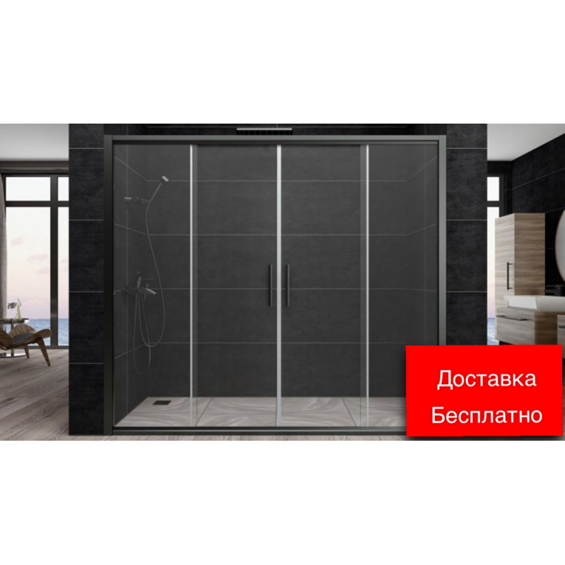 Душові двері Aquanil TREND 180х190 см із чорним профілем Душові двері Aquanil TREND 180х190 см із чорним профілем