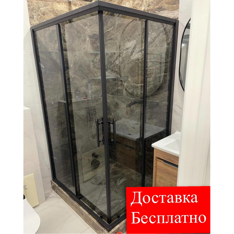 Душова кабіна Aquanil INDIANA 80х80х190 см тоноване скло з чорним профілем Душова кабіна Aquanil INDIANA 80х80х190 см тоноване скло з чорним профілем