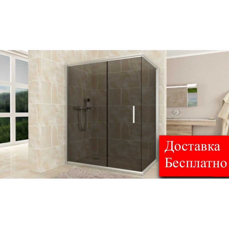 Душова кабіна Aquanil MINNESOTA 150х100х190 см із тонованим склом хром профіль