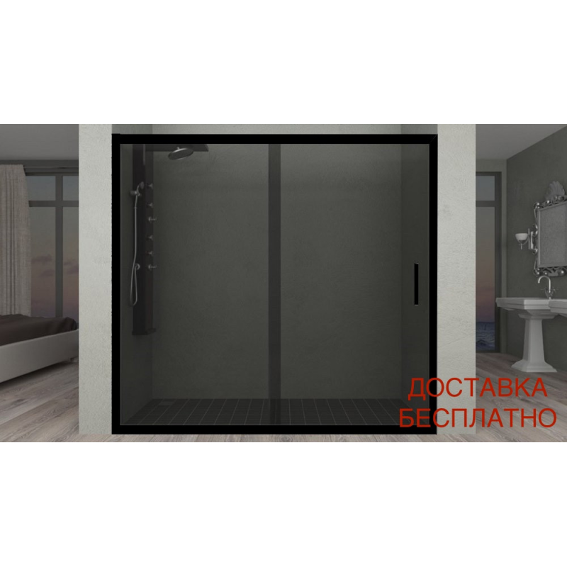 Душові двері Aquanil CARMEN з тонованим склом 145х190 см Чорний Душові двері Aquanil CARMEN з тонованим склом 145х190 см Чорний